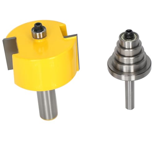 Rabbet Router Bits Set with 6 Interchangeable Bearings,1/2" Shank 1/2"x Height 1"