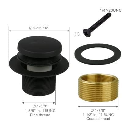 Black Bathtub Drain Tip-Toe Single Hole,Welsan Tub Drain Trim Set Conversion Kit Assembly, Coarse Thread Replacement Trim Kit with 1-Hole Overflow Faceplate Includes an Adapter, Matte Black 1 Hole