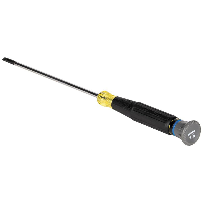Klein Tools 6254 Mini Precision Screwdriver, 1/8-Inch Slotted, Features Cushion-Grip Handle, Rotating Cap, Color Coded Ring, 4-Inch Shank Screwdriver Set