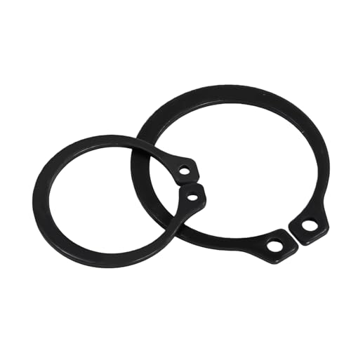 External Shaft Retaining Ring Assortment Kit, Black Carbon Steel Circlips, Multiple Sizes with Storage Case