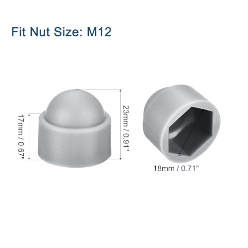 uxcell 150pcs M12 Grey Polyethylene Hex Nut Cover Sets 150