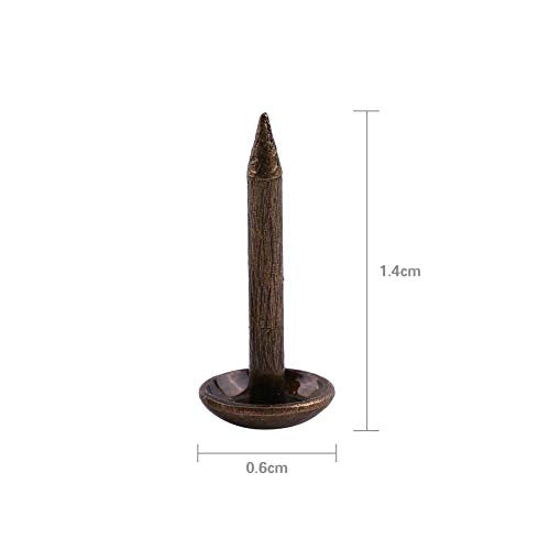 Hilitand 100pcs Upholstery Tacks, Furniture Nails Pins Sofa Rivet Upholstery Pins Craft Antique Brass Thumb Tacks (Smooth Nails 6x14mm)