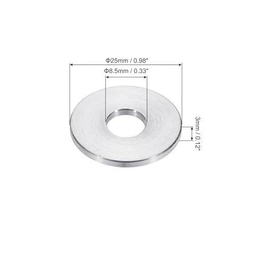 PATIKIL M8 Aluminum Spacers, 12pcs 5/16" x 1" Round Metal Spacers for 5/16 or M8 Screw Bolts, Unthreaded Standoff Bushing 1/8"L, 8.5x25x3mm M8 x 25mm OD x 3mm L