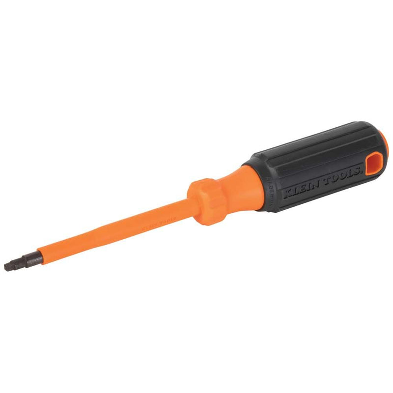 Klein Tools 6844INS Insulated Screwdriver, Made in USA, 1000V #2 Square Tip Screwdriver with 4-Inch Shank, Tip-Ident, Cushion-Grip Handle # 2 Square