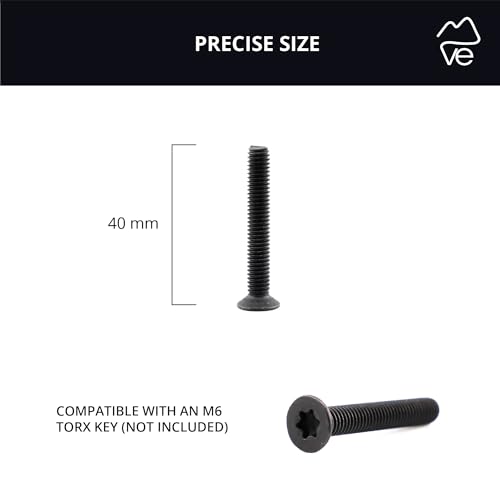 VanEssential Venture L-Track Machine Screws 304 Stainless Steel Torx Drive M6-1.0 x 40mm Black - 50pcs Black 50 PCS