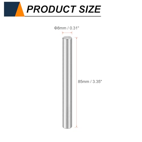HARFINGTON 15pcs Dowel Pins M8(8mm) x 85mm 304 Stainless Steel Cylindrical Shelf Support Peg Pin Rod Fasten Elements for Metal Devices Wood Furniture DIY Installation, Silver M8 x 85mm 15