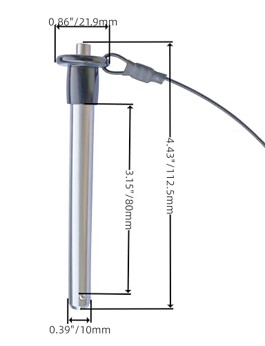 Q-Handle Locking pin, 304 Stainless Steel Grip Push-Button Locking Quick-Release pin with Safety Rope (Φ3/8in x 3-5/32in(2Pcs) Φ3/8in x 3-5/32in(2Pcs）