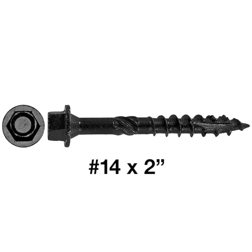 Jake Sales #14 X 2 Heavy Duty Black Timber/Log/Landscaping Wood Screws - Exterior Coated Heavy Duty Screws. 1 x 50 Count Box - 50 Screws 14x2" 50 CT