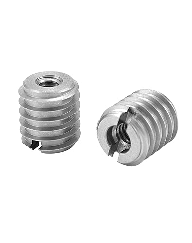 QWORK Stainless Steel Threaded Insert for Hard-Wood, 10-24 Internal Threads 20 Pack 0.5" Long Nut Inserts for Hardwoods, Softwoods, Plywood and Composites