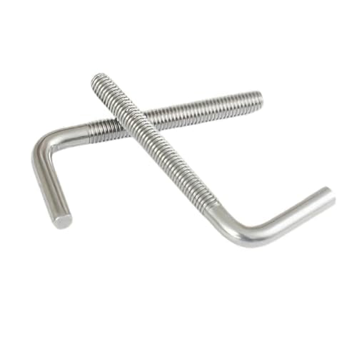 5 Pack M8x150mm L Shaped Foundation Bolt with Washers and Nuts 304 Stainless Steel L Shaped Bolts Threaded Right Angle Square Bend Hooks Anchor Bolts