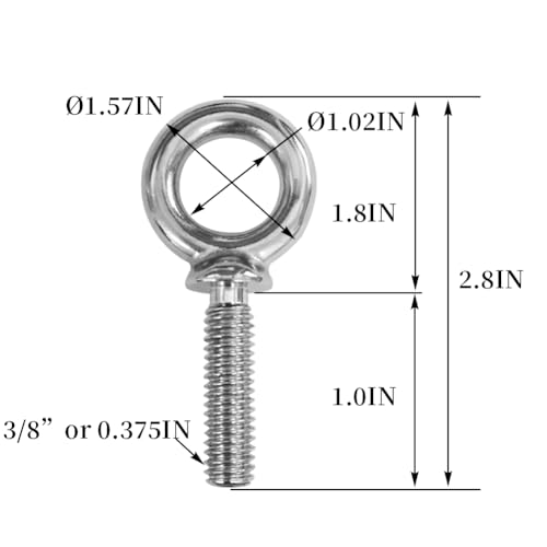 3/8"-16 x 1 UNC Lifting Shoulder Eye Bolts (20 Pack) 3/8"-16 x 1" Pack of 20 (304 stainless steel)