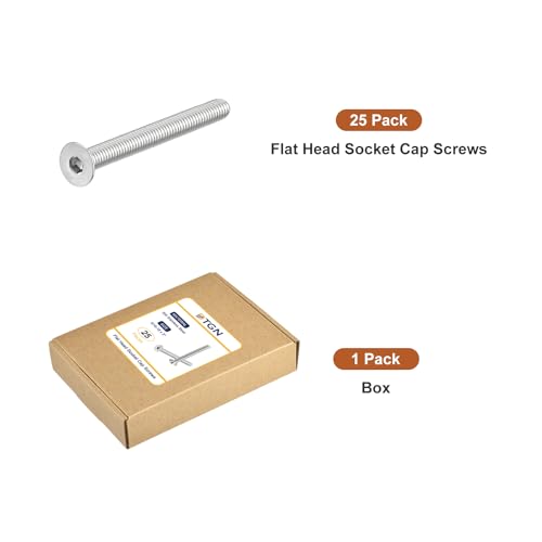 DTGN 5/16-18 x 3" Flat Head Socket Cap Screws, 25 Pack 304 Stainless Steel Hex Socket Flat Head Screws, Full Thread, Countersunk Bolts
