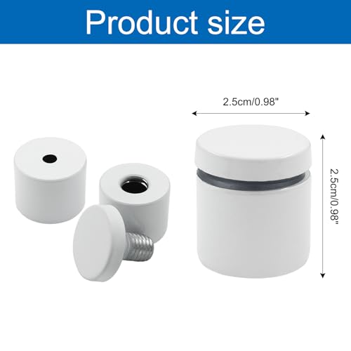 Bivethoi Stainless Steel Standoff Screws, White, 1 x 1 inch, 12 Pcs 1" x 1"（25*25mm)