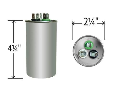 Replacement - 40 + 5 uf / Mfd 370 / 440 VAC AmRad Round Dual Universal Capacitor , Made in the U.S.A.