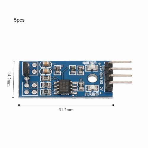 5Pcs 3144E Hall Effect Sensor Switch – Magnetic Detector Module for Motor Speed Counting, 3.3-5V Digital Output with Dual LED Indicators