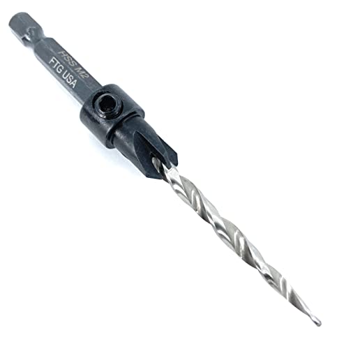 FTG USA 6 Pc Wood Countersink Drill Bit Set #4#6#8#10#12#14 with Hex Key w/o Depth Stop