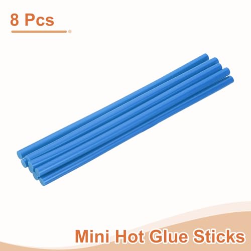 uxcell 8 Pcs Mini Hot Glue Sticks, 0.28" Dia x 7.87" Long EVA Glue Gun Sticks, Blue Mini Hot Melt Glue Sticks for DIY Craft Sticky Projects 0.28" x 7.87"