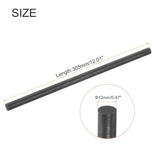 MECCANIXITY Graphite Rod, Graphite Stirring Rod Cylinder Stick Carbon Rod 305x12mm Black for Electrode, Melting Casting, Crucibles, Pack of 3