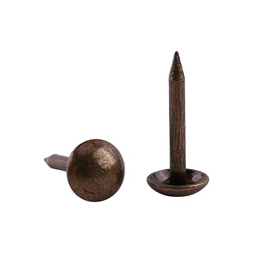 Hilitand 100pcs Upholstery Tacks, Furniture Nails Pins Sofa Rivet Upholstery Pins Craft Antique Brass Thumb Tacks (Smooth Nails 6x14mm)