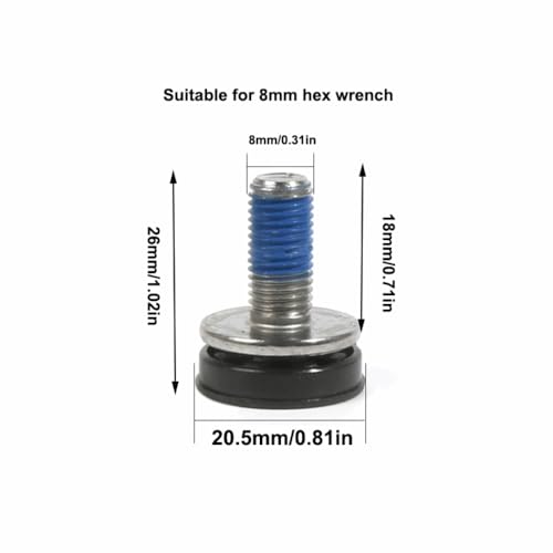 M8 Sealed Square Taper Crank Bolts 8Pcs, 8mm Hex Bottom Bracket Screws with Rubber Washer for Mountain Road Bike for FSA/Suntour/Prowheel, Not for Hollow Spline Cranks