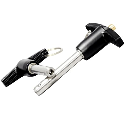 Stainless Steel 304 Push-Button Quick Release Pin T Handle Lock Pins, Pin Dia 11.1mm(7/16in) Usage Length 38.5mm (App.1.5in) with Lanyard Cable (Dia:7/16in(11.1mm) 2PCS) Dia:7/16in(11.mm) 2PCS