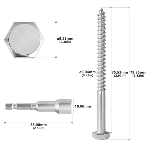1/4x3 Hex Head Lag Screws Bolts Wood Screws 20pcs HS/ZGLS-18 1/4x3"