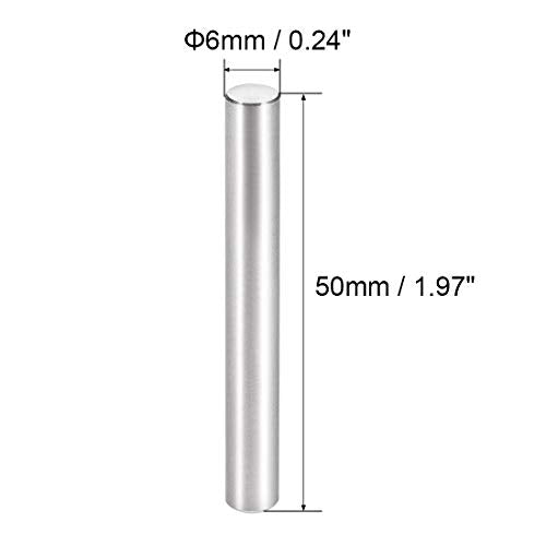 uxcell 15Pcs 6mm X 50mm Dowel Pin 304 Stainless Steel Cylindrical Shelf Support Pin Fasten Elements Silver Tone