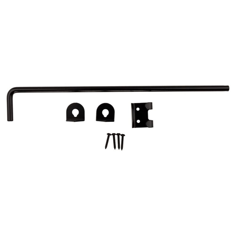 National Hardware V835 Cane Bolt Door Latch 1/2 in x 18 in Black Steel Gate Hardware for Heavy Wood Gates and Doors with Variable Bolt Throw Vertical Horizontal