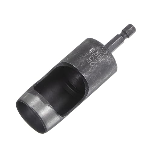 Leather Hole Punch Tool - [25mm x 1/4" Shank] Extension Hex Shank Drill Bit Carbon Steel Hollow Puncher for Fabric Leathercraft Belts Use, 99mm Length 25mm