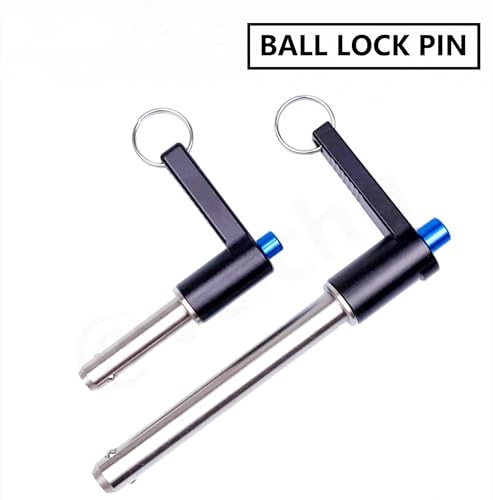 NRC&XRC Stainless Steel Quick Pull Pins Self-Locking with L-Handle Ball Lock Pin/ Push Pin/ Quick Release pin with Lanyard Cable (2, Dia:9.5mmX60mm Length) 2