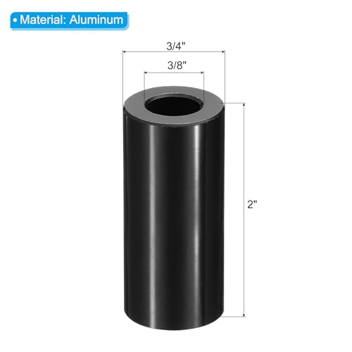 PATIKIL M10 Aluminum Spacers, 10 Pcs Metal Spacer Aluminum M10 x 3/4" OD x 2" L Aluminum Spacer Screw Standoff Round for 3/8" or M10 Screw Bolts 2 Inch Black