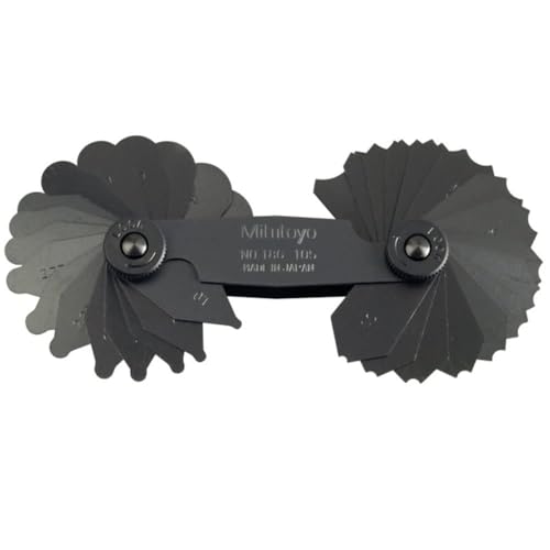 Mitutoyo - 186-105, Radius Gage Set, 17 Pairs of Leaves, 1mm to 3mm by 0.25mm, 3.5mm to 7mm by 0.5mm