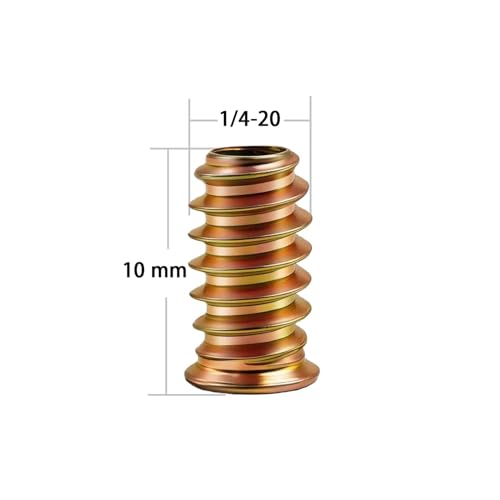 40 PCS 1/4"-20 x 10mm Threaded Inserts for Wood, Hex Drive Screw-in Nutserts Furniture Connector Fastener, Wooden Products & Models 1/4X20-10