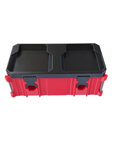 Double Feet Mounting Tool Box For Milwaukee Packout Mini Crate | Storage Organizer for Tools | Small Tool Holder, Black & Red