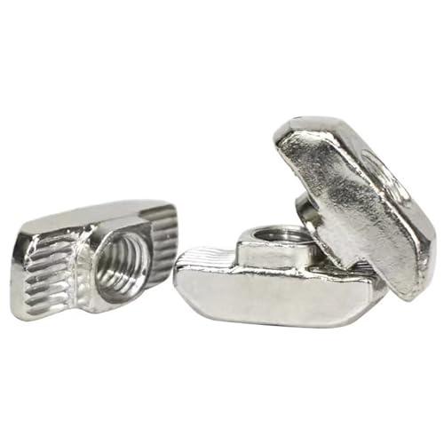 100 Pcs 4545 Series M8 T Nuts, T Slot Nut Hammer Head Fastener Nut, Nickel Plated Carbon Steel Nut for European Aluminum Profile,Drop in T Slot Nuts Assortment Kit(45-M8) 45-M8(100 Pcs）