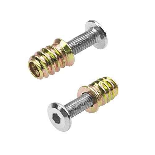 16 Sets M6x25 Furniture Screw Nut Threaded Wood Inserts Bolt Fastener Connector Hex Socket Drive M6x15 Screw-in Nuts (Pack of 2) One Size (Pack of 2)