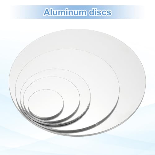 PATIKIL 1060 Aluminum Sheets and Plates, Dia.200mm / 7.87mm Thick 1/6" (9 Gauge) Aluminum Metal Discs Stamping Blanks for Crafting Industry Metal Stamping, Silver Tone 7.87 x 0.16 inch