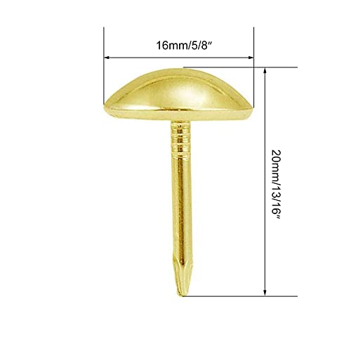  [AUSTRALIA] - 5/8” Antique Gold Upholstery Tacks Nail Pins, Furniture Thumb Tack Pins Assortment Kit for Jewelry Gift Box Sofa Decoration 100PCS
