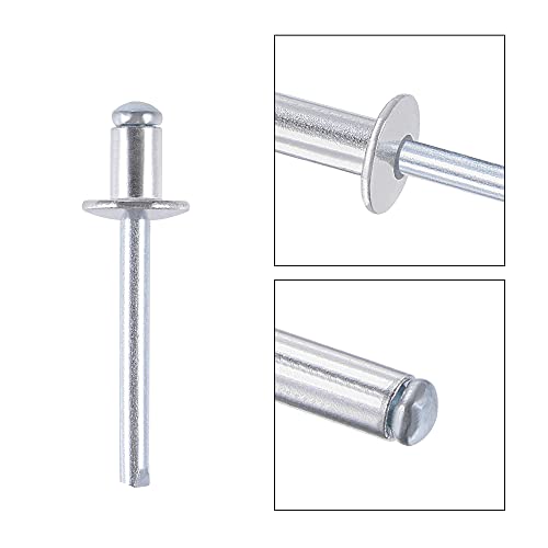 uxcell Blind Rivets Aluminum 6mm Diameter 10mm Grip Length Silver Tone 50pcs 6mm x 10mm