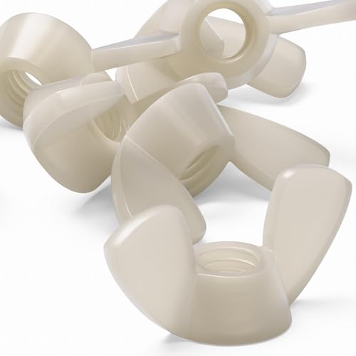 50x Natural Nylon Plastic Butterfly Wing Nuts M8, Thumb Nuts