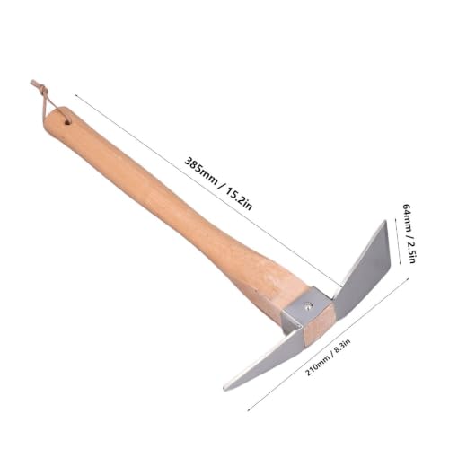 Steel Double Head Garden Pick Axe, Beech Wood Handle Digging Mattock Hoe for Digging, Tilling, Loosening Soil, Potted Plants, Gardening & Camping