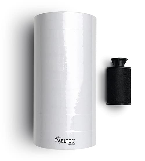 Veltec Pricing Labels for Monarch 1136 Labeler, 8 Rolls, 14,000 Two Line Labels, Ink Roller Included (White) White