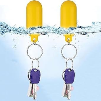 2 Pcs Yellow Floating Keychain Pills-Shape Float Key Rings for Boat Sailings Kayak Surfing Water Sports Floating Key Chain Sports Fan Key Chains Car Keychains Car Accessories, Sports Fan Key Chains