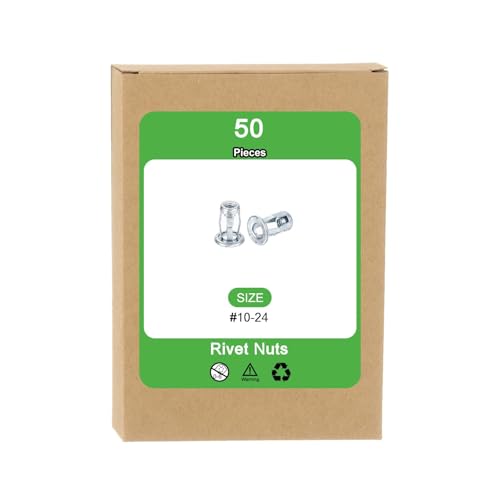 uxcell 50Pcs Multi-Grip Rivet Jack Nut, #10-24 Petal Carbon Steel Thread Zinc Finish Blind for Plastic Pressboard Hardboard Door Anchors Aluminium cladding Steel Pipe #10-24x0.72" 50