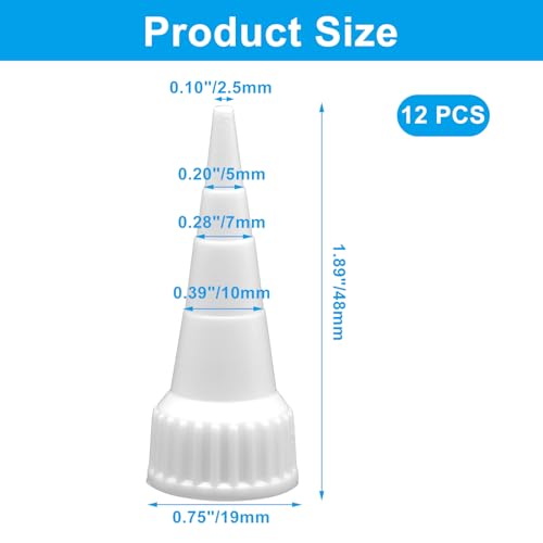 12-Piece Tapered Glue Nozzle Caps 12