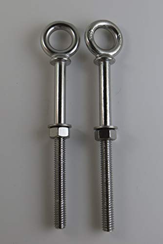 US STAINLESS 2 Pieces Stainless Steel 316 Eye Bolt 1/2" x 6" UNC Short Thread with Shoulder Marine Grade Bolt Pitch of 13