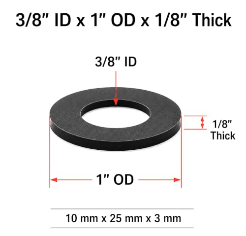 3/8" ID x 1" OD x 1/8" Oil Resistant Nitrile Rubber Washers, Vibration Isolation Spacers for Automotive Repair, Motorcycle Fairings, ATV Body Panels, Equipment Mounting (10 Pack) 10