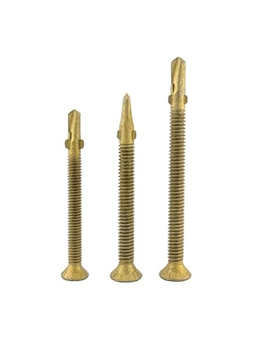 #14 x 2-3/4" Premium Screws, Rust Resistant, Branze Flat Torx Star Drive Head Exterior Coated Self-Drilling Wood to Metal Dura-Screws (1 LB, 35 PCS) 1 LB