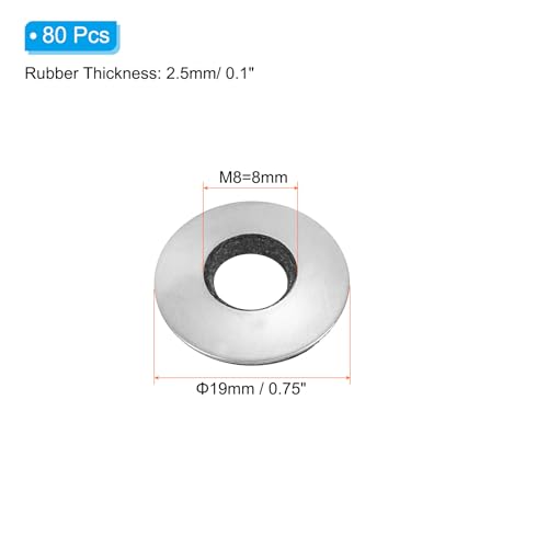 PATIKIL 304 Stainless Steel EPDM Bonded Sealing Washers, 80 Pieces 5/16" x3/4" Neoprene Rubber Washers Bonded Sealing Gasket for Marine Roof Bolt Supply 5/16"x3/4"