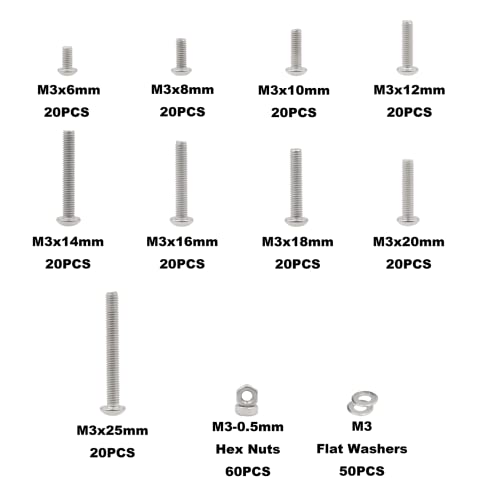 Metric M3 304 SS Button-Head Socket Cap Screws, Nuts & Washers Kit